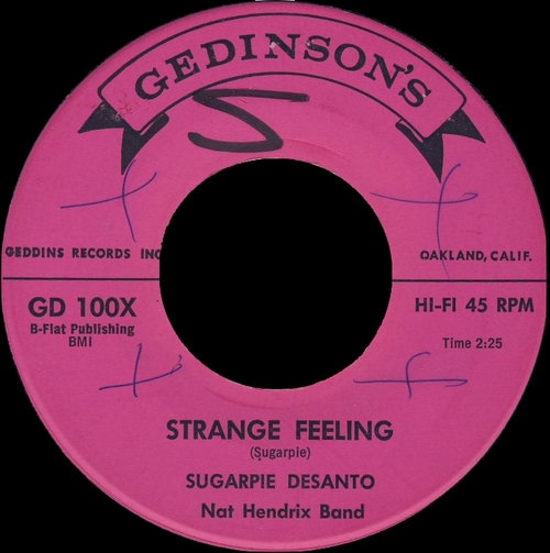 1962 Sugarpie Desanto Nat Hendrix Band Gedinson's Records GD 100 [ US ]