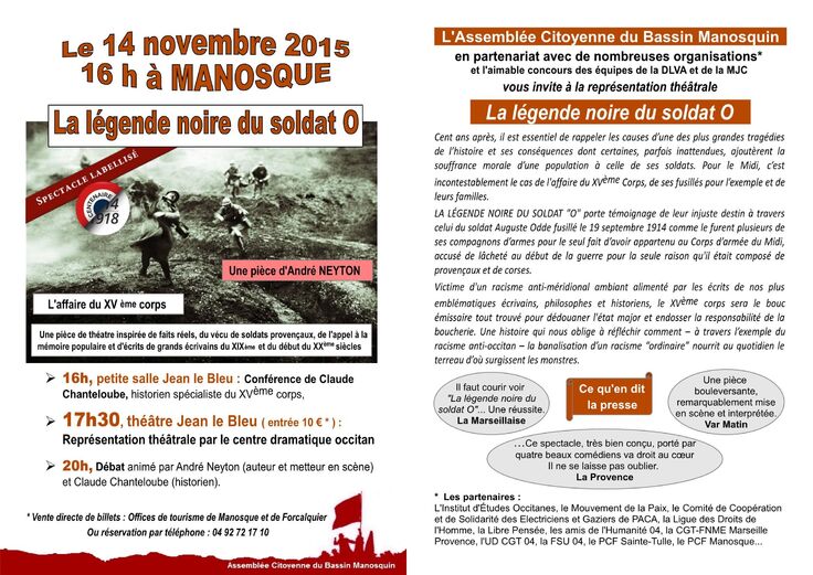 1914-15/2015: 11 NOVEMBRE JOURNEE PACIFISTE A CHÂTEAU ARNOUX