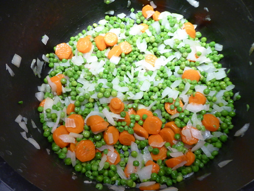 Des Gnocchis aux Crevettes, Petits pois et Carottes