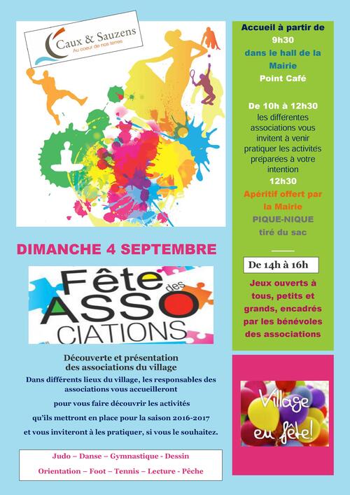 Fête des Associations le Dimanche 4 Septembre 2016