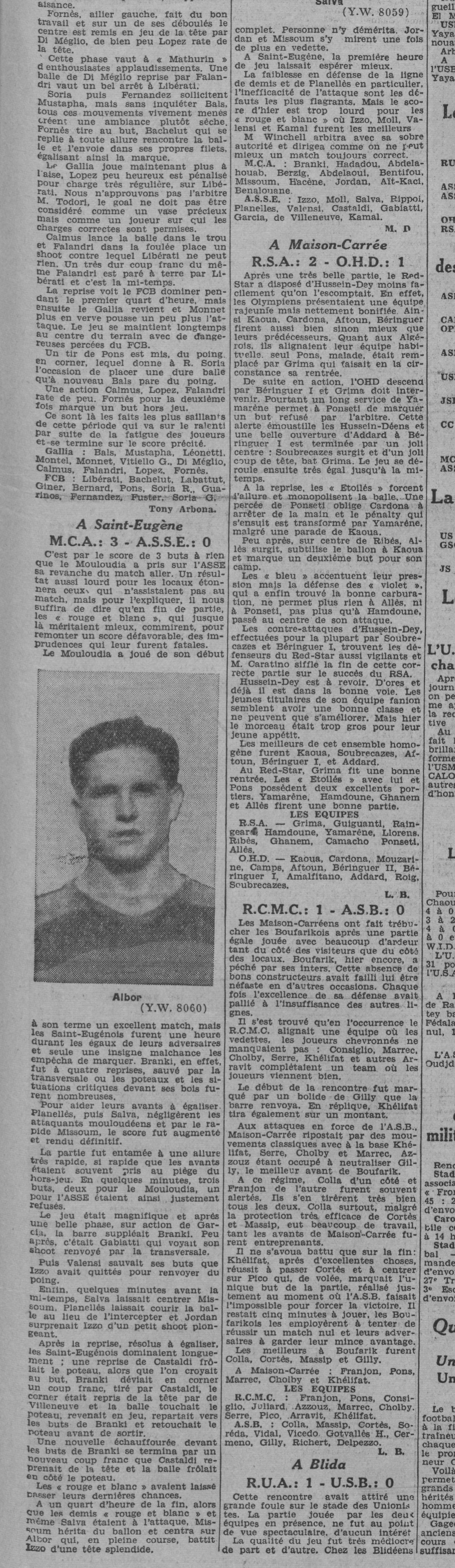 Dimanche 19.1.1941 à St Eugène MCA-ASSE 3-0
