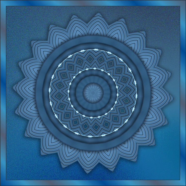 Mandalas fractale bleu avec fond ou en transparence