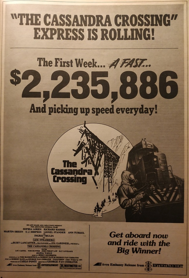 THE CASSANDRA CROSSING BOX OFFICE USA 1977