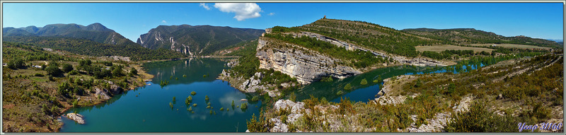 Randonnée au Congost de Mont-Rebei : panorama de la rivière Noguera Ribagorçana vue de haut - Aragon/Catalogne - Espagne