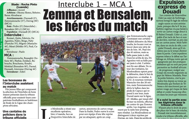 Sam 23.4.2011 Desportivo interclub Luanda-MCA 1-1