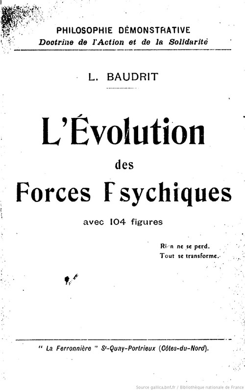 L. Baudrit - L'évolution des forces psychiques (1914)