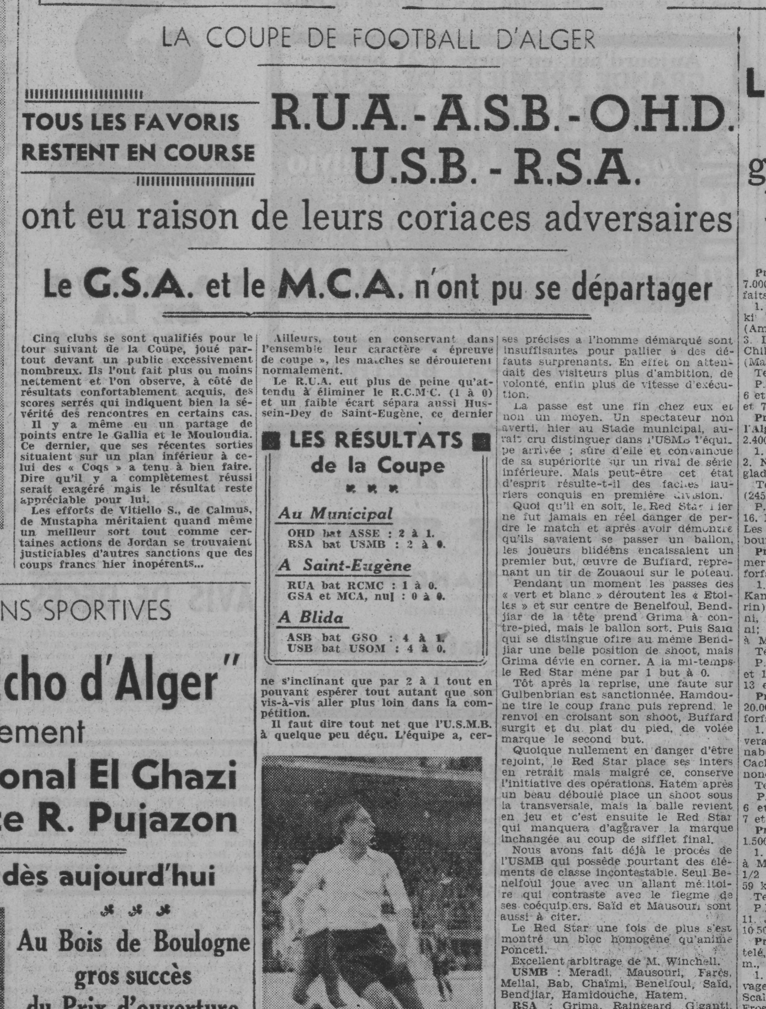 D 30.11.1941 St Eugène Coupe AFN MCA-GSA 0-0 après prolongations