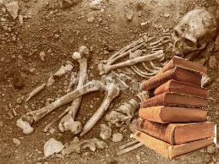 Squelette avec des livres