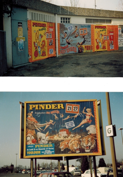 affichage tournée 1983 du cirque Pinder-Jean Richard à Toulouse