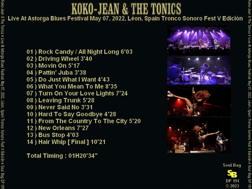 Koko-Jean & The Tonics : CD " Live At Astorga Blues Festival May 07, 2022, Léon, Spain Tronco Sonoro Fest V Edición " Soul Bag Records DP [ FR ]