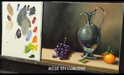 Dessin et peinture - vidéo 1645 : Nature morte aux fruits - huile sur toile.