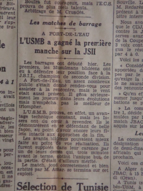 USM Blida joue les barrages