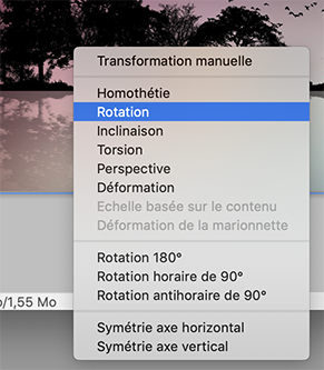 Transformation, redimensionnement calque, rotation