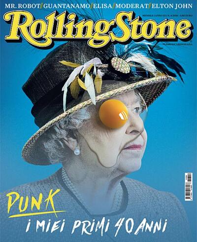 Queen Elizabeth II on the cover of Rolling Stone magazine with an egg yolk covering one eye. Is this "punk"? Or a mainstream magazine telling you what the Queen is truly about?