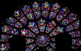 Cathédrale Notre Dame de Paris, rosace ouest, vitraux des vices et des  vertus, les six derniers