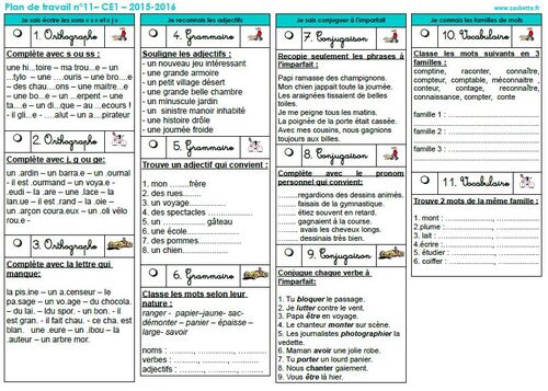 Plan de travail n° 11 - CE1