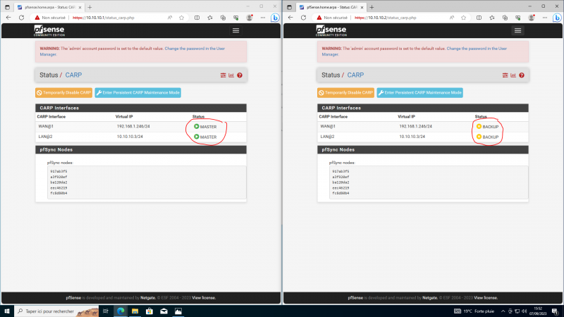 Cluster de Pfsense (VIP CARP)