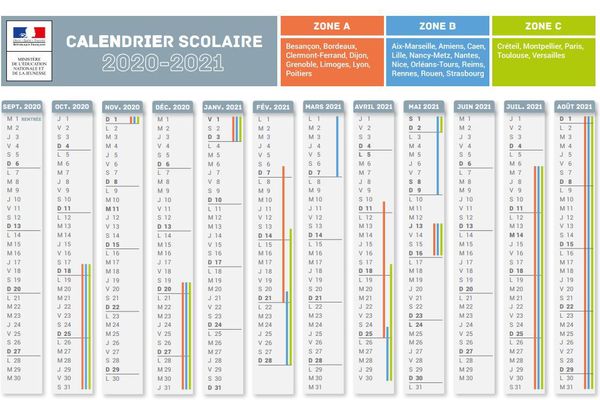 Calendrier scolaire officiel 2020-2021