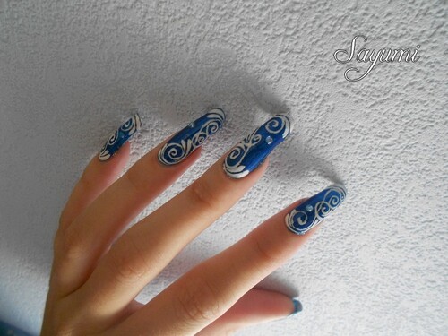 Nail Art White Swirl 