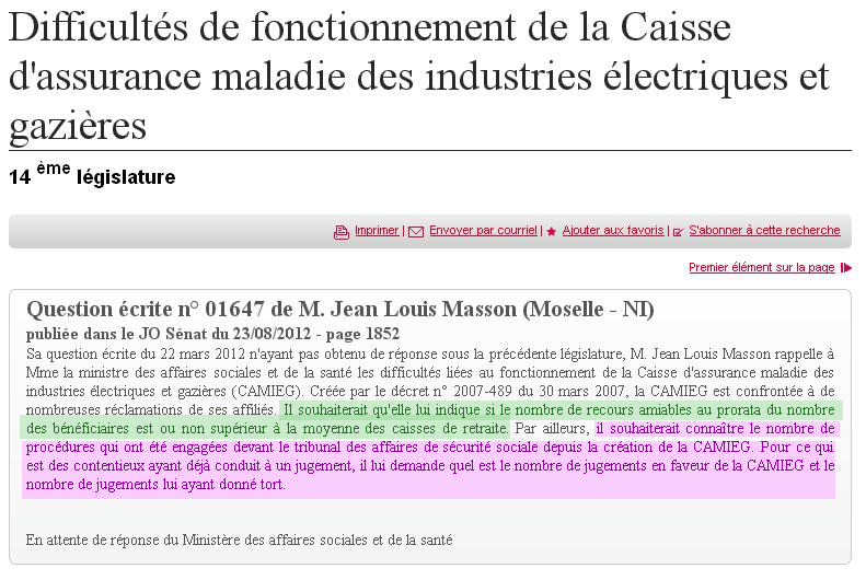 Relance de Monsieur le Sénateur Jean Louis MASSON concernant les dysfonctionnements de la CAMIEG...