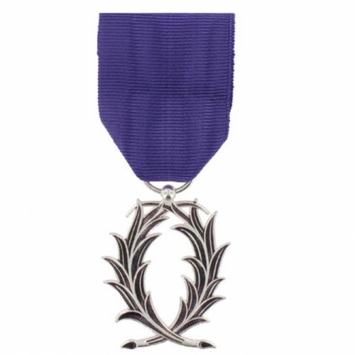 Médaille d'or accrochée à USA couleurs rouge, blanc et bleu sur
