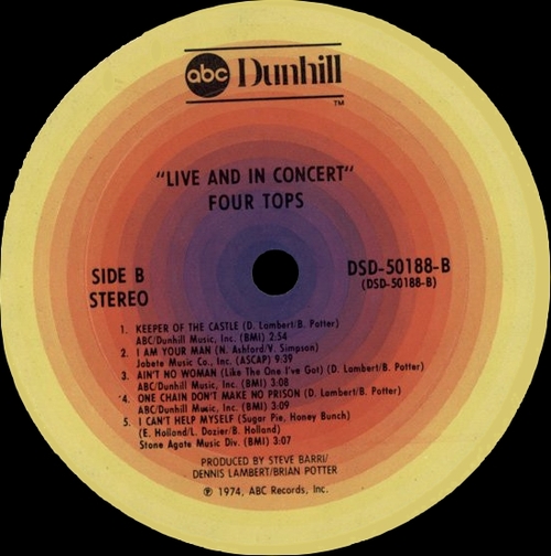 The Four Tops " Live & In Concert " ABC-Dunhill Records DSD-50188 [ US ]