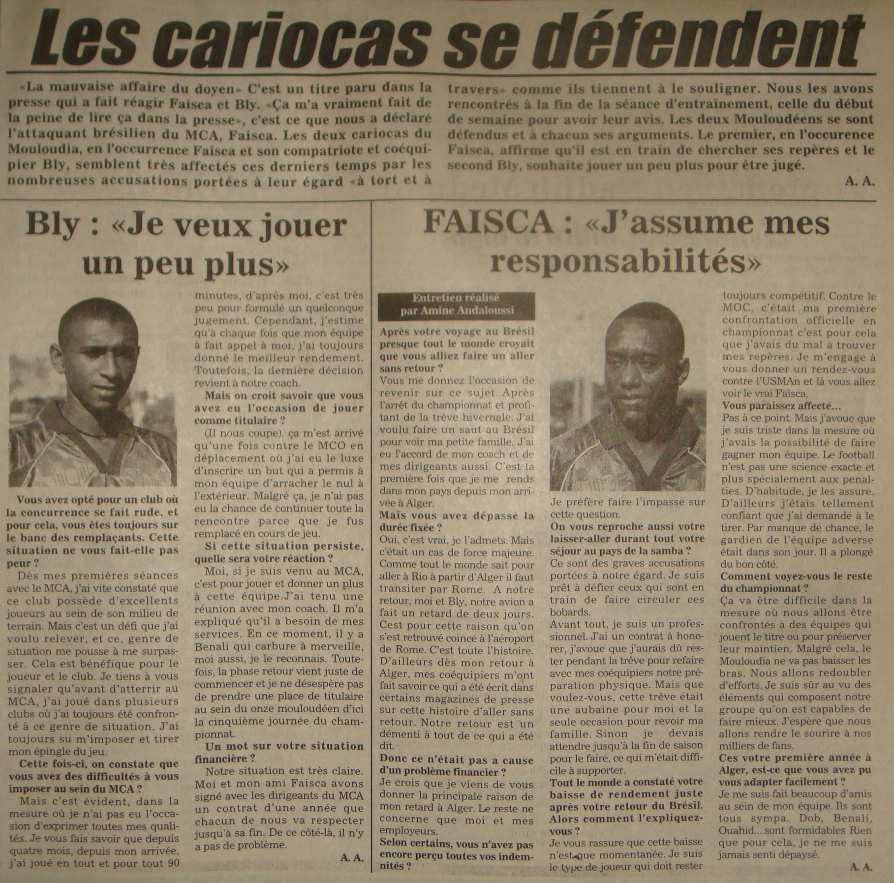 Faisca et Bly les brésiliens du Mouloudia