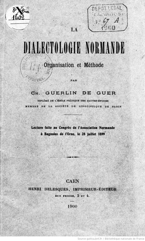 LA DIALECTOLOGIE NORMANDE