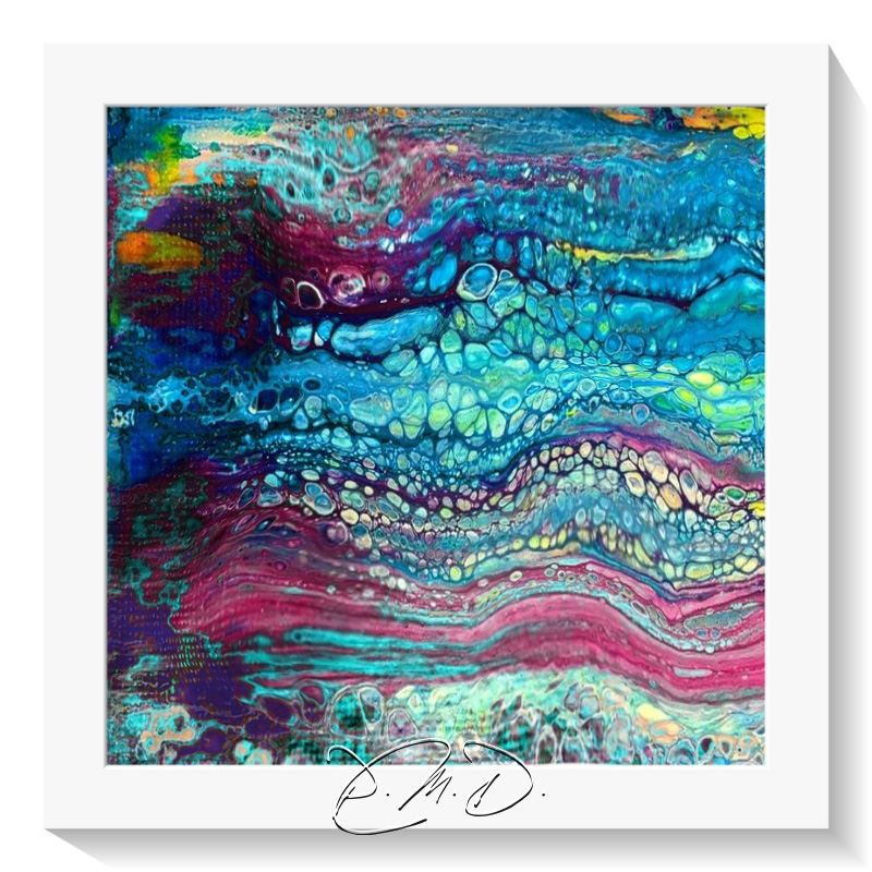 2022 C - Carton entoilé 40x40 - Pouring acrylique - ND