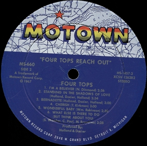 The Four Tops : Album " Four Tops Reach Out " Motown Records MS 660 [ US ]