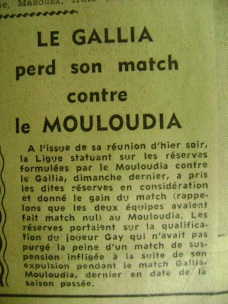 Les réserves du MCA contre le Gallia