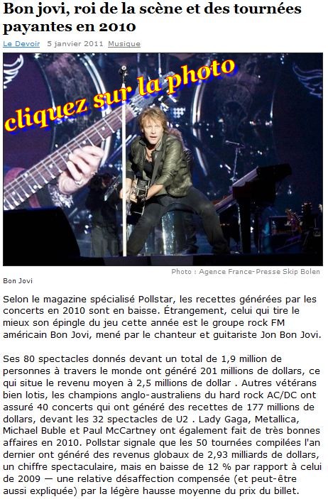 BONJOVI-Tournée 2010 avec un franc succés