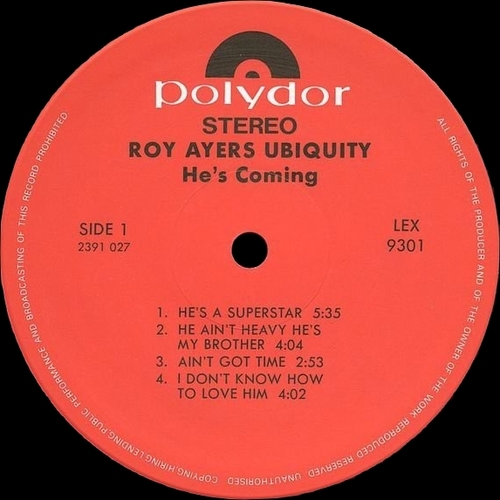 Special Disc Jockey : Album Roy Ayers Ubiquity ‎" He's Coming " Polydor Records 2391 027 [ FR ]
