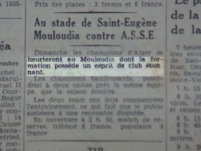 6.9.36 asse-mca en amical.....mouloudia équipe à esprit étonnant