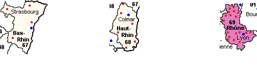 Bas Rhin (67) Haut Rhin (68) Rhône (69)