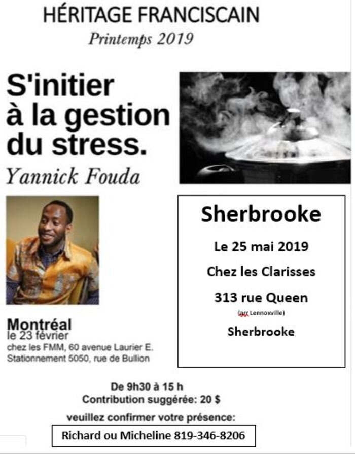 Héritage franciscain à Sherbrooke rencontre le 25 mai 2019