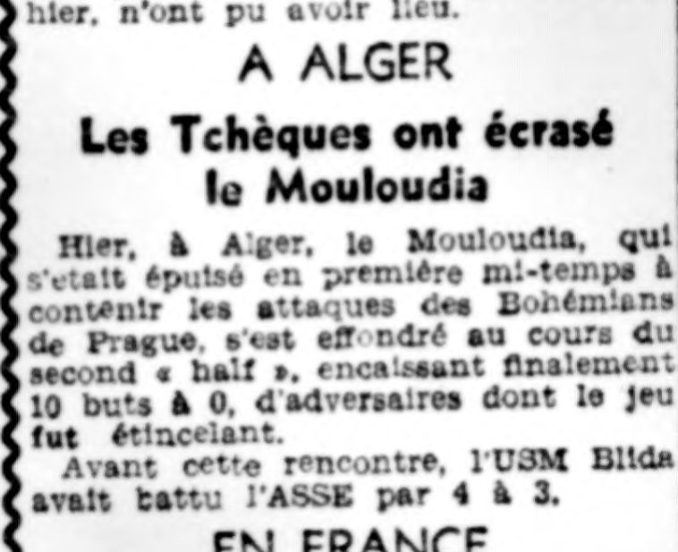 Dimanche 25.12.1946 à St Eugène Amical Bohemians de Prague-MCA 10-0