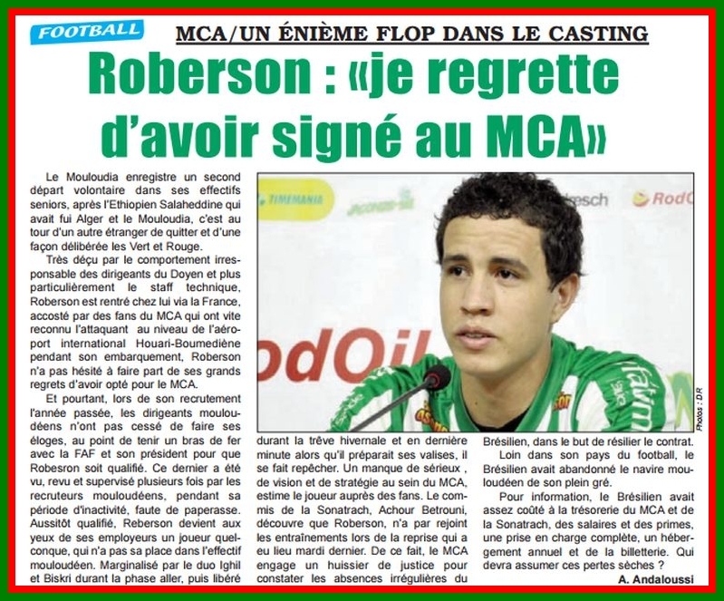 Roberson le bricolage de Sonatrach