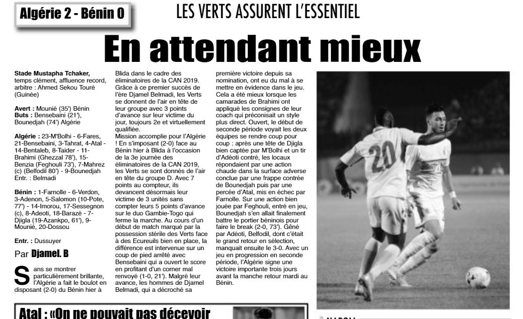 12.10.2018 à Blida Q.CAN EN-Bénin 2-0