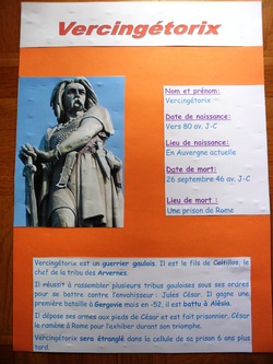 Des affiches sur Jules César et Vercingétorix