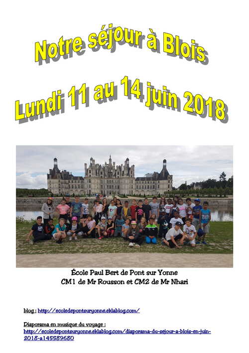 Diaporama du séjour à Blois en juin 2018 + journal de bord