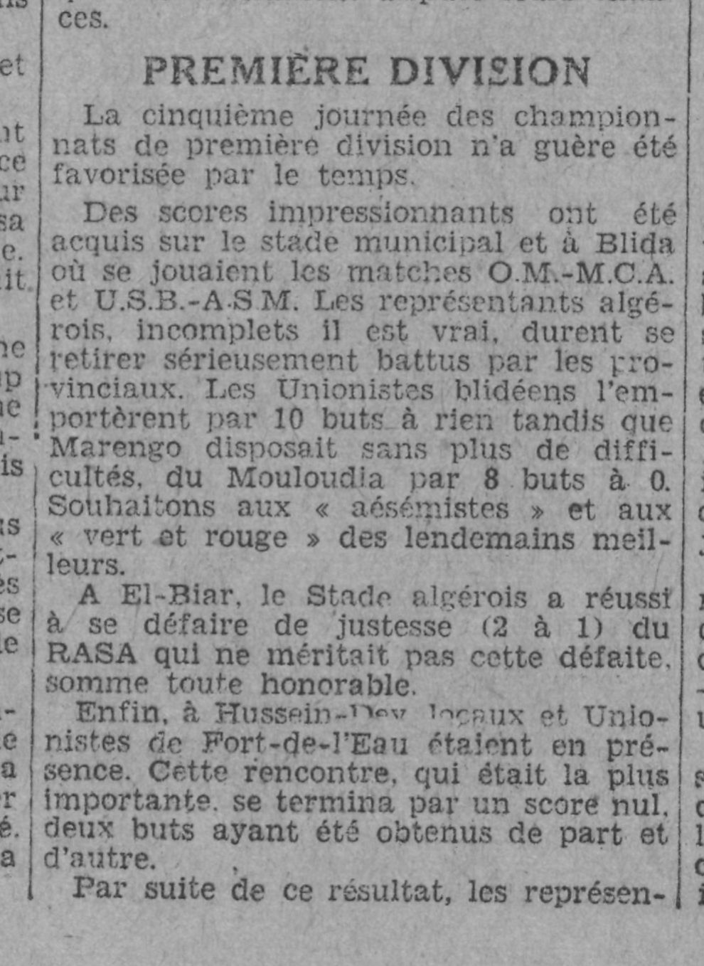 Dimanche 15.11.1931 au stade municipal MCA-O.Marengo 0-8