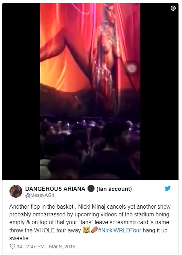 Feuding fans: Following the canceled shows, attendees who were turned away posted videos of disappointed fans throwing bottles at the stage and chanting 'Cardi B,' who has feuded on and off with the American Idol judge