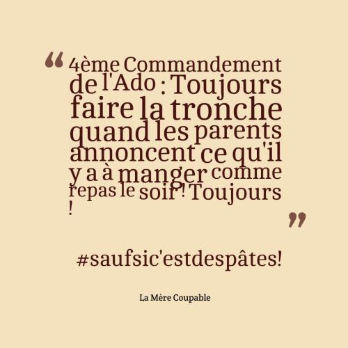 Les 11 Commandements de L'Ado selon La Mère Coupable