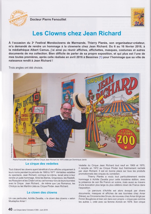article dans "Le Cirque dans l'univers" n° 269 de juin 2018