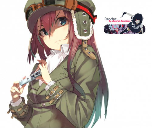 Render Filles/Femmes - Renders Fille Casquette Veste Kaki Vert Militaire Appareil Photo