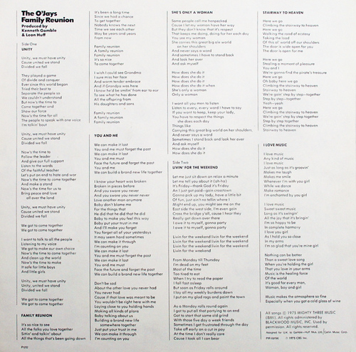 1975 : The O'Jays : Album " Family Reunion " Philadelphia International Records PZ 33807 [ US ]