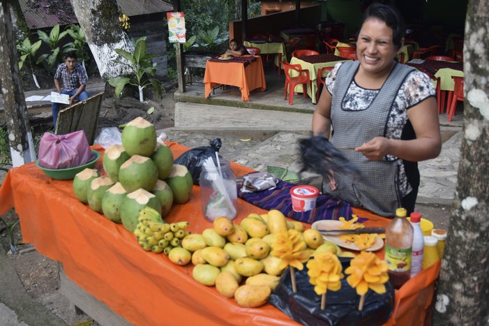 Chiapas - Vendeuse de fruits aux cascades d'Agua Azul