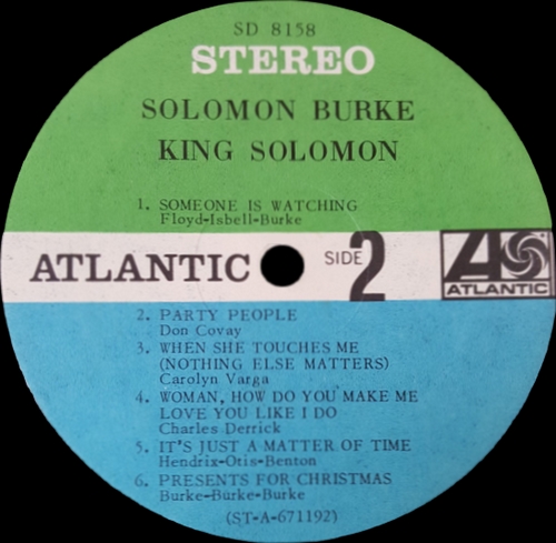 Solomon Burke : Album " King Solomon " Atlantic Records SD 8158 [ US ] en Janvier 1968