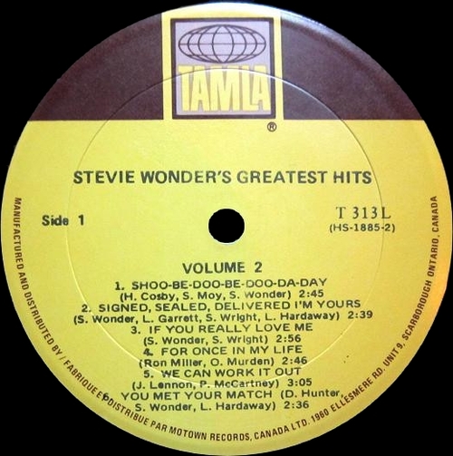 Stevie Wonder : Album " Stevie Wonder's Greatest Hits Vol. 2 " Tamla Records T 313L [ US ]